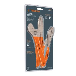 Juego con 2 pinzas y 1 llave ajustable mango de PVC | 18216 Truper