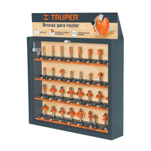 Exhibidor con 30 brocas (fresas) para router, Truper