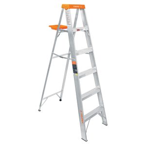 Escalera de tijera tipo II con bandeja naranja, 175 kg
