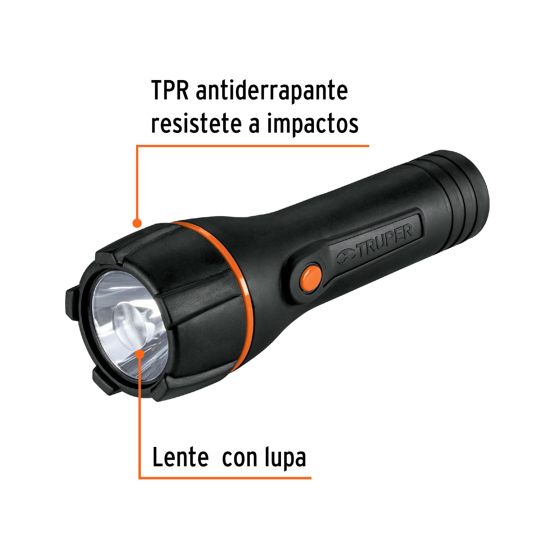 Linterna plástica 1 LED 180 lm con 2 pilas D, Truper - Imagen 3