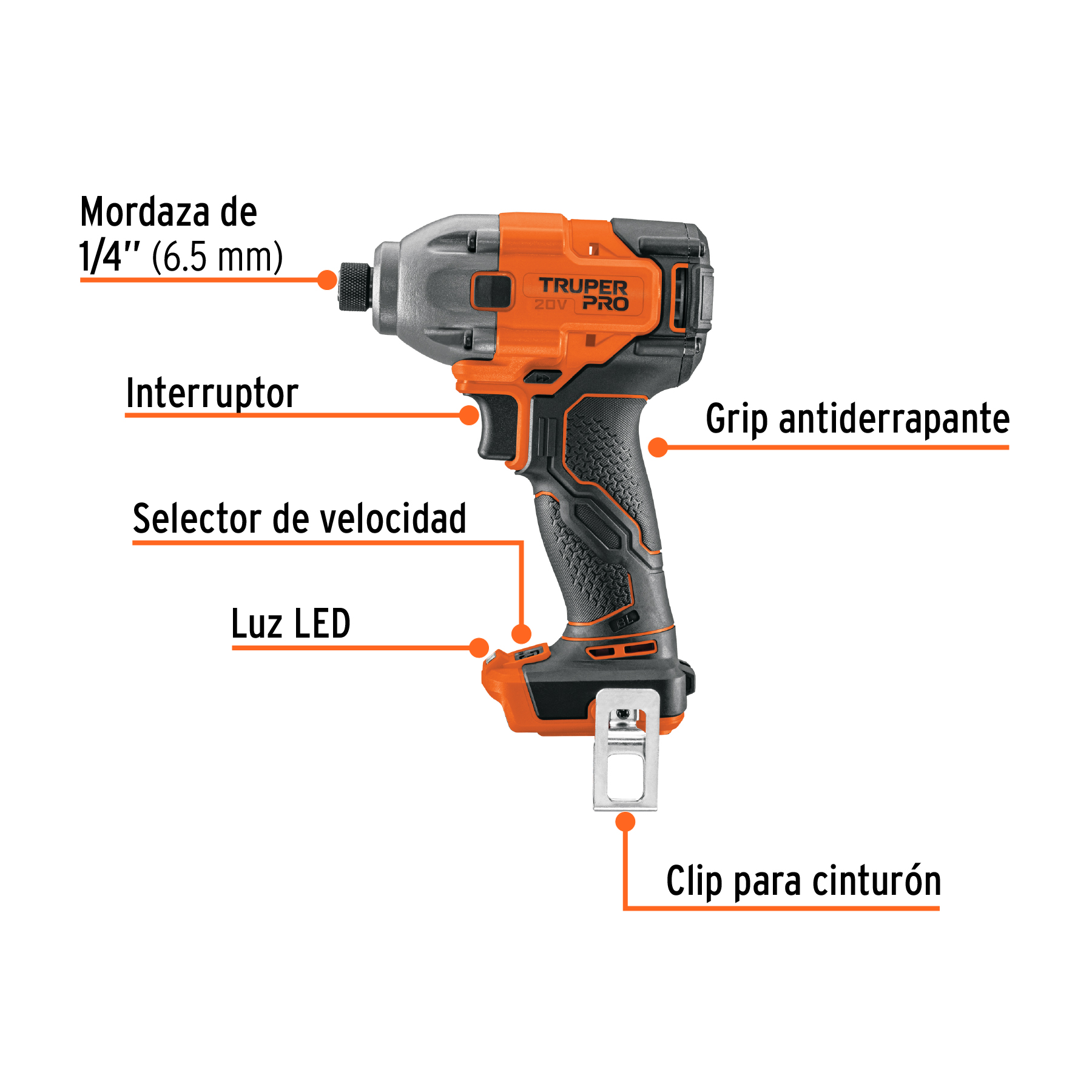 Destornillador de impacto 1/4 20V sin accesorios PRO | 103254